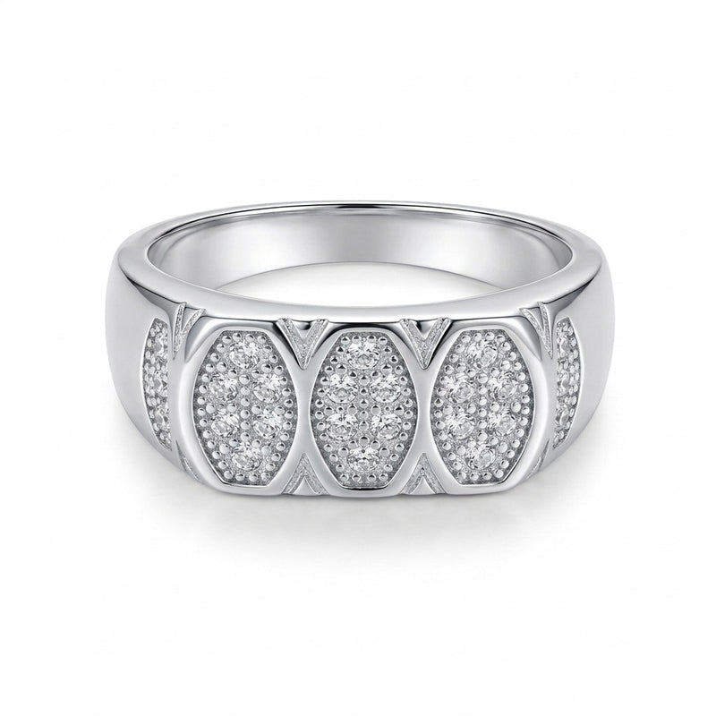 Silver Geometric Pave Ring