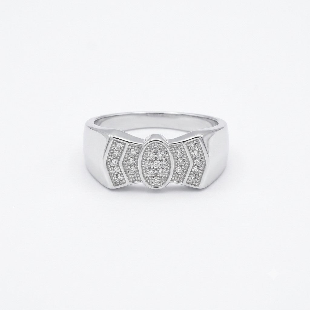 Silver Ribbon Pave Statement Ring