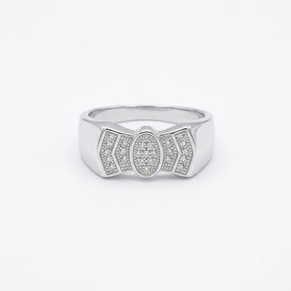 Silver Ribbon Pave Statement Ring
