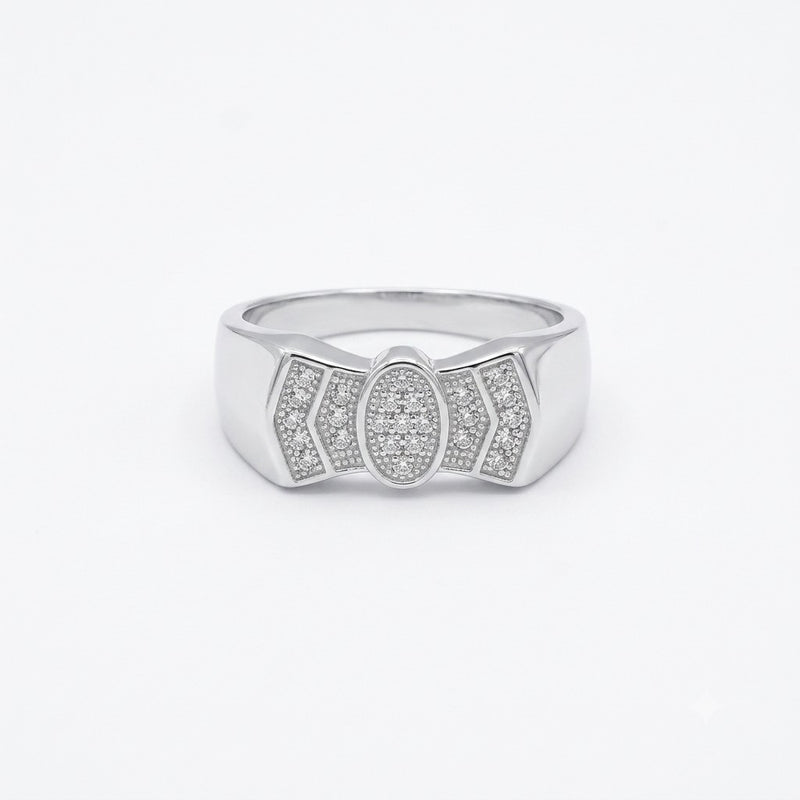 Silver Ribbon Pave Statement Ring