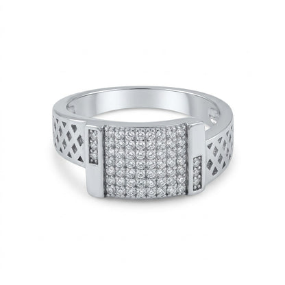 Silver Lattice Pave Ring