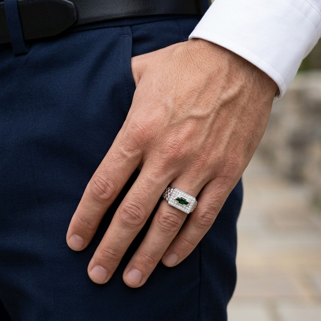 Silver Textured Band Ring