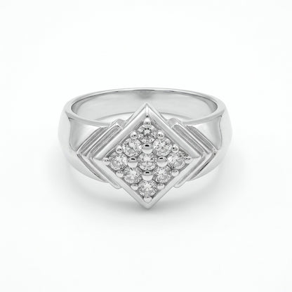 Silver Men's Geometric Cluster Ring
