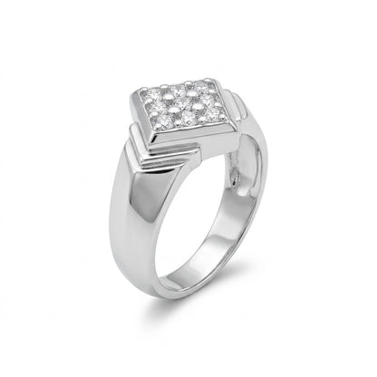 Silver Men's Geometric Cluster Ring