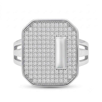 Silver Pave Octagon Ring