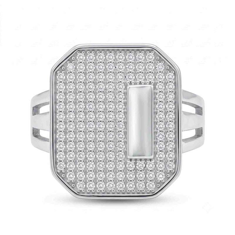 Silver Pave Octagon Ring