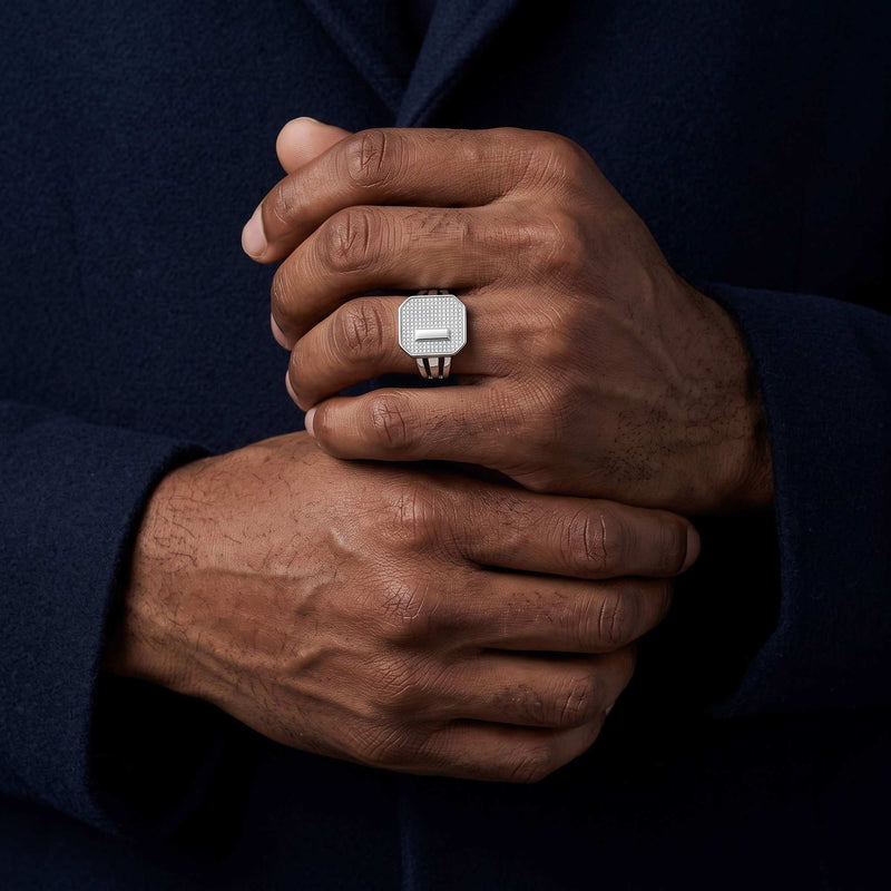 Silver Pave Octagon Ring