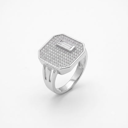 Silver Pave Octagon Ring
