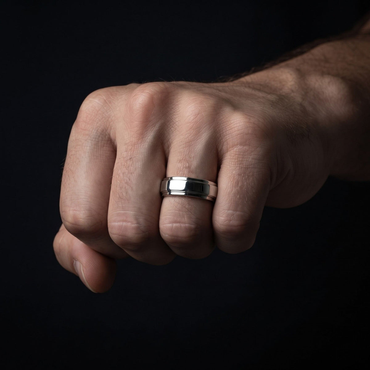 Silver Grooved Band Ring